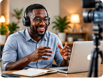 Professional presenting an online session